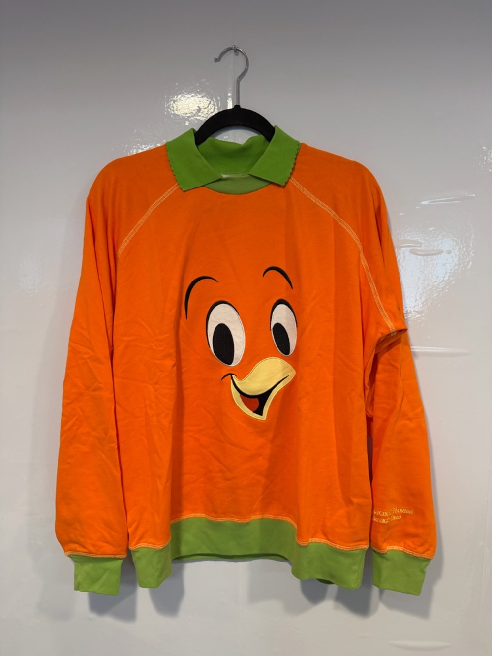 Disney Florida Orange Bird face graphic orange sweatshirt with collar